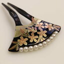 蒔絵かんざし イチョウ型 桜柄 髪飾り 簪 かんざし 銀杏型 入卒用 着物用髪飾り