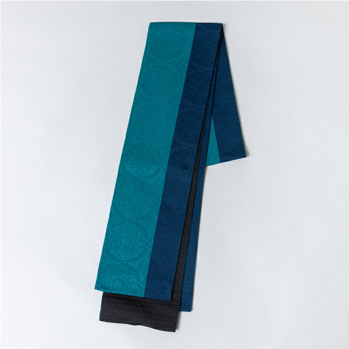 【ポイント5倍 クーポン発行】ゆかた帯 古今 華紋ツートン ≪ブルー≫ 絹交 日本製 浴衣 ゆかた 半幅帯 半巾帯 レディース 女性用 小袋帯 袴下帯 浴衣用 ゆかた用 袴用