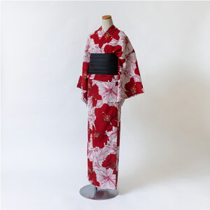 ゆかた 古今 芙蓉 (赤) 東レセオα レッド 仕立て上がり プレタ 浴衣 レディース 婦人用 夏 粋 女性用 涼しい 上品 シック 花火 お祭り 伝統 大人 本格派 日本製