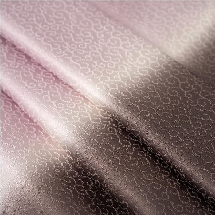 帯揚 縦ぼかし 【煤竹色×藤】 紋意匠 唐草 ブラウン 正絹 おびあげ 唐織 女性 レディース 和装小物 着物 和小物 おしゃれ さんび 京都 日本製