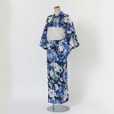 【ポイント5倍 クーポン発行】ゆかた 花古今 絵画風の花 (紺) 綿 ネイビー 仕立て上がり プレタ 浴衣 レディース 婦人用 夏 粋 女性用 涼しい 上品 シック 花火 お祭り 伝統 大人 本格派 中国製
