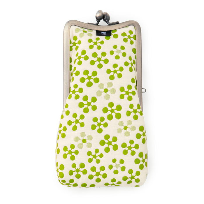 【ポイント10倍 クーポン発行】利休梅 眼鏡ケース《 白地×緑 》/ メガネ サングラス がま口 がまぐち 可愛い スリム グリーン お土産 日本製 京都 さんび堂 手作り小銭入れ 和柄 和文様