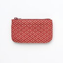 甲州印伝 本革 ファスナー小銭入れ 赤地×白漆 / 菱菊柄 / 正規品 財布 カード入れ コインケース 丸型 レディース レザー ギフト 敬老の日 還暦 喜寿 ...