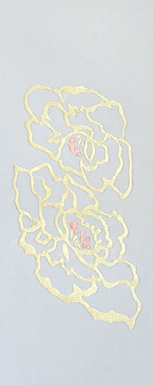 【ポイント10倍 クーポン発行】牡丹 手刺繍半衿 / 正絹・塩瀬 / 袷用 / 白地×金糸 / 半襟