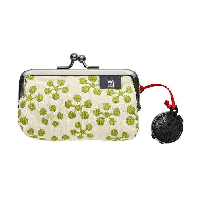 利休梅柄 朱肉付き印鑑ケース《白× 緑 》/ がまぐち はんこ 小銭入れ コインケース グリーン お土産 日..