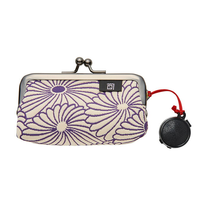 菊柄 朱肉付き印鑑ケース《 白×紫 》/ がまぐち はんこ 小銭入れ コインケース パープル お土産 日本製 京都 さんび堂 手作り【メール便対応商品】 和柄 ...