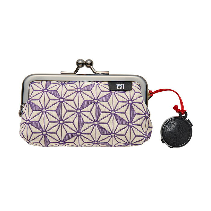 麻の葉柄 朱肉付き印鑑ケース《 白×紫 》/ がまぐち はんこ 小銭入れ コインケース パープル お土産 日本製 京都 さんび堂 手作り【メール便対応商品】 和...