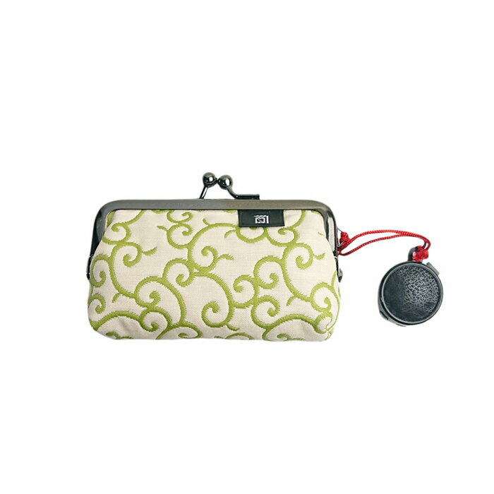 唐草柄 朱肉付き印鑑ケース《 白×緑 》/ がまぐち はんこ 小銭入れ コインケース グリーン お土産 日本製 京都 さんび堂 手作り【メール便対応商品】 和柄...