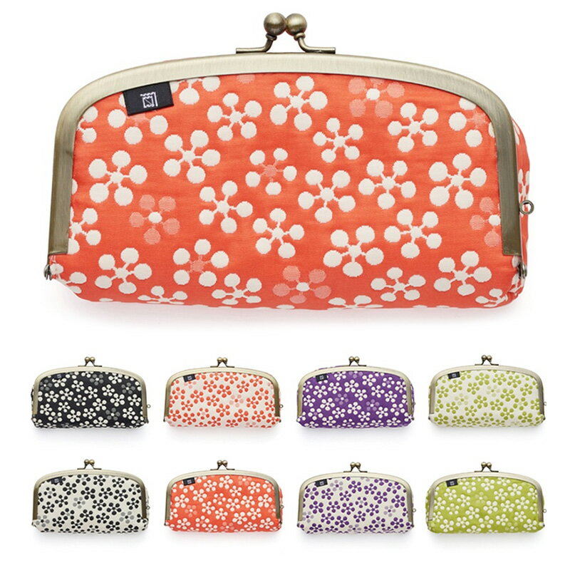 ふくれ織り 利休梅 宝石入れがま口