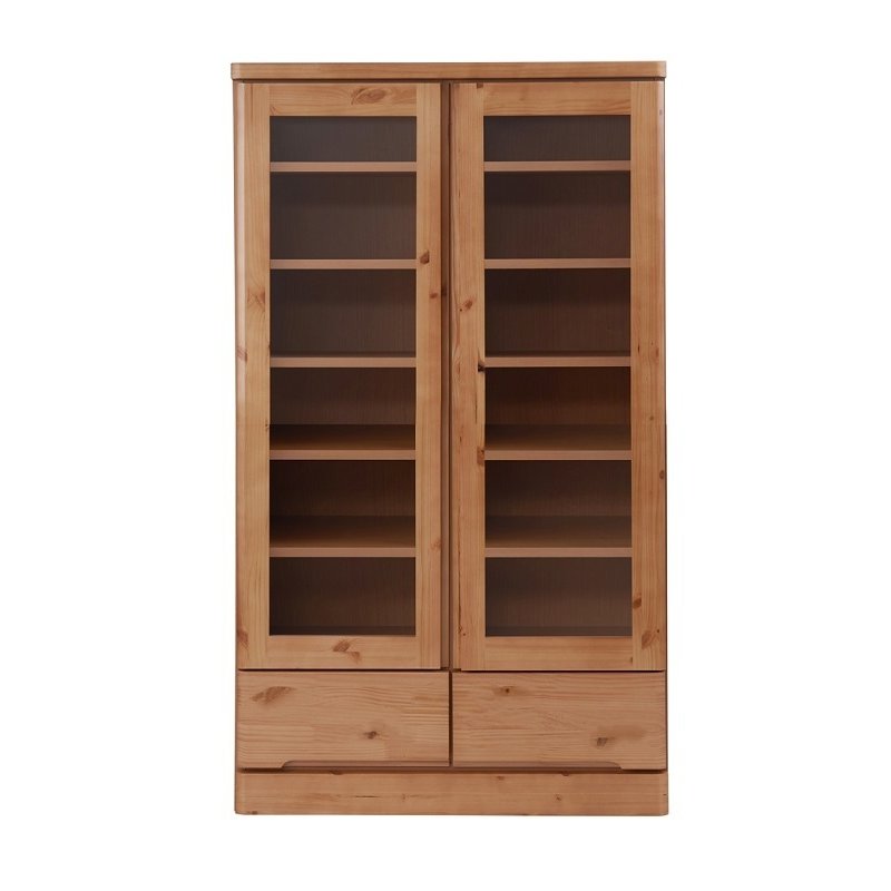 ロータイプ 本棚 書棚幅80×奥行32×高さ121cm既製品 日本製天然木パイン材ナチュラル色TE-0037