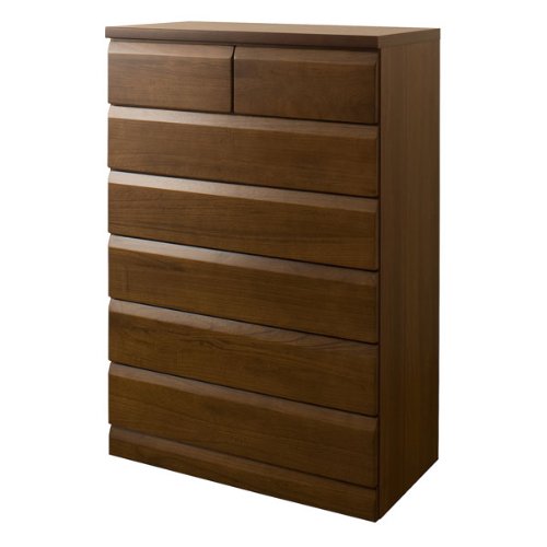 幅80cm 6段タイプ天然木桐チェストダークブラウンTE-0053