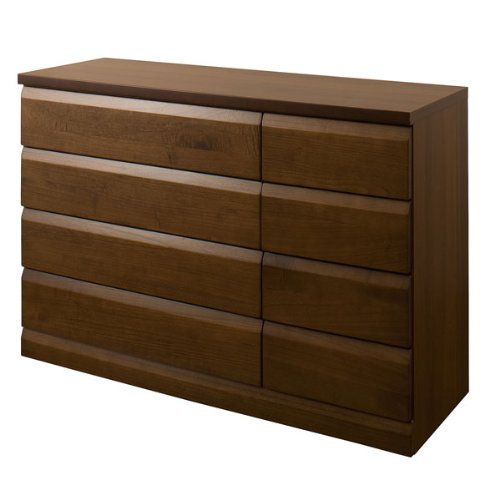 幅119cm 4段タイプ天然木桐チェストダークブラウンTE-0055