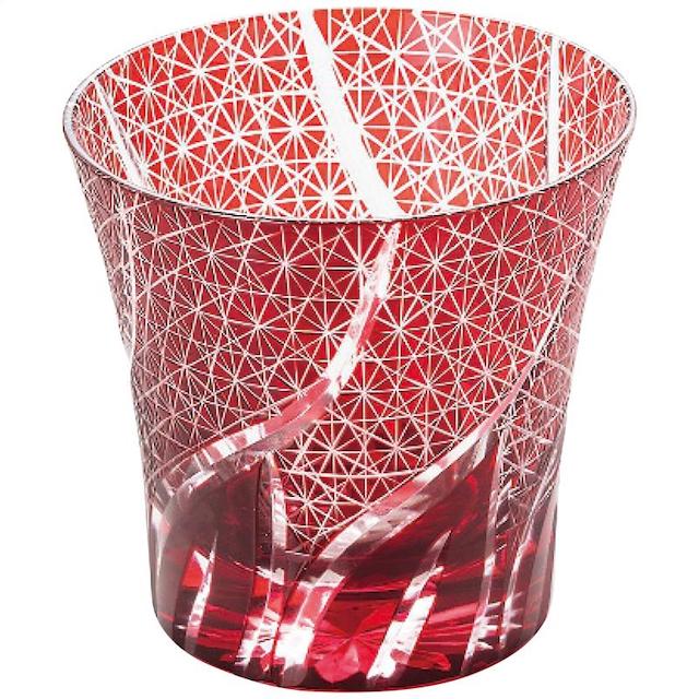 1客　容量約240ml切子グラス　切子タンブラータンブラー グラス ロックグラスKRI-50R　ルビーレッド色2..