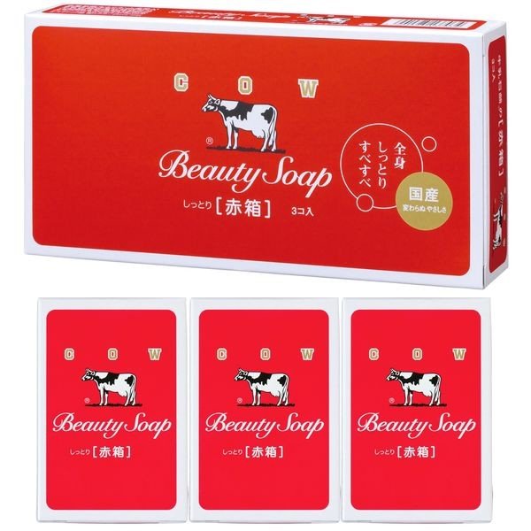 100g　1箱/3個入熨斗・包装対応赤箱　[しっとり]洗顔にも使えますカウブランド赤箱　牛乳石鹸4335-077