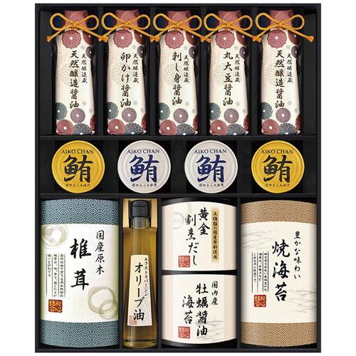 樂天商城 - 14点セット 醤油 鰹節 蠣醤油海苔 明太子海苔 瀬戸内藻塩 オリーブオイル 天然醸造蔵仕込み 和心詰合せ ご挨拶 お礼 法要 香典返し GNF-JJZ　L1063-088