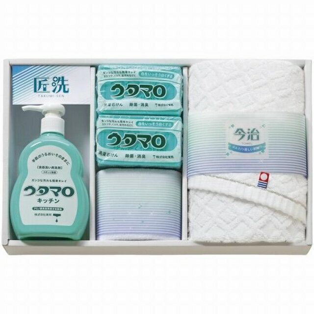 5点組みセットウタマロ石鹸 キッチン洗剤ギフト今治フェイスタオルキッチン用洗剤 台所用合成洗剤粗品 景品 記念品UTA-255A C6222-597