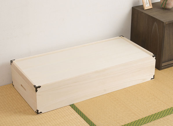 たとう紙に入った着物を約5〜6枚収納1段　桐衣装箱桐衣装ケース1段 高さ19cm　HI-0001