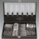 6客用30pc 5種各6本スプーン・フォークセットラッキーウッド 洋白銀器ロムネー5-28130-0107