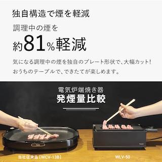 電気七輪【一人焼肉×減煙】　ピーコック 電気グリル WLV-50 一人焼肉 減煙 ホット...