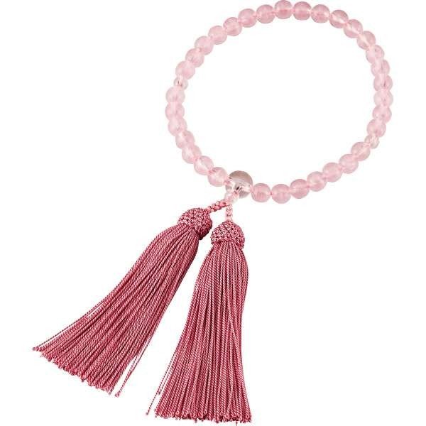 京念珠 人絹頭房 女性用 片手数珠 内径約26cm 女性用 京念珠 仏具 片手数珠 軽くて使いやすい略式数珠 仏事・法要用 409-301