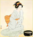特色工芸色紙1枚 大和撫子 伝統の美人画 顔を拭う女 作:清水玄澄 K7-004
