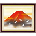 富士山水画額絵 「 赤富士飛翔 」 作:加藤洋峯 (F4サイズ・額飾り：42×34cm) G4-BF042