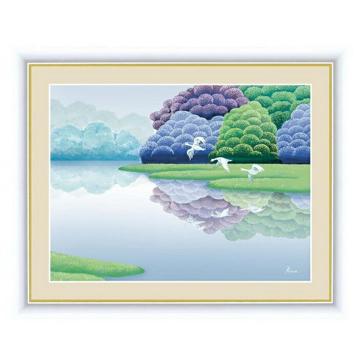 アート額絵 「 湖畔早春 」 作:竹内 凛子 (F6サイズ 額飾り：52×42cm) G4-CA003
