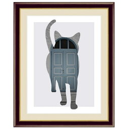 アート額絵 「 Door 」 Cat 作:山口 美咲 (F6サイズ・額飾り：52×42cm) G4-CJ004