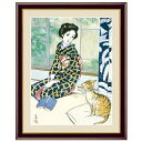 アート額絵 名画 「 晩春 」 作:竹久夢二 (F4サイズ・額飾り:42×34cm) G4-BN064