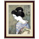 アート額絵 名画 「 日本之雨 」 作:竹久夢二 (F4サイズ・額飾り:42×34cm) G4-BN065