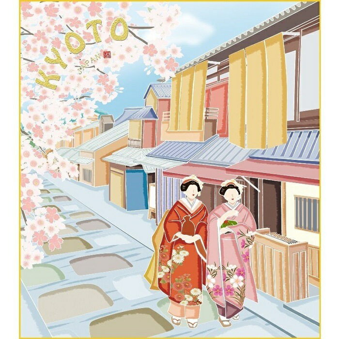 特色工芸色紙1枚 ご当地土産色紙 京都 舞妓に桜1 作:洋美 K20-039