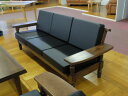 クス 楠 一枚板 ソファ 3P 総無垢 レザーBK 国産高級伝統工芸 ロクロ家具 銘木家具【開梱・設置無料】