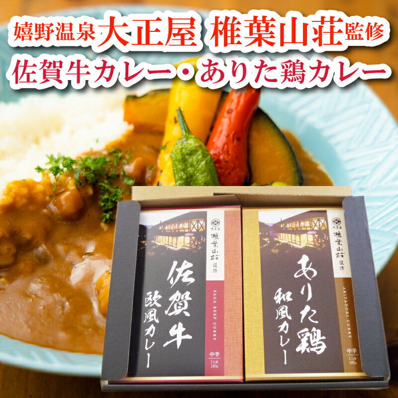 嬉野温泉大正屋椎葉山荘監修 佐賀牛カレー＆ありた鶏カレーギフトセット アウトドアメニュー ありた鶏 有田焼 嬉野温泉 御礼 佐賀牛 椎葉山荘 車中泊メニュー 贈答用 大正屋 詰め合わせ レトルトのサムネイル