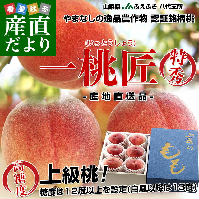 山梨県より産地直送 JAふえふき八代支所 八代の特秀桃 一桃匠 (いっとうしょう) 2キロ (5玉から7玉) 送料無料 もも モモ 富士の国やまなしの逸品農産物 笛吹