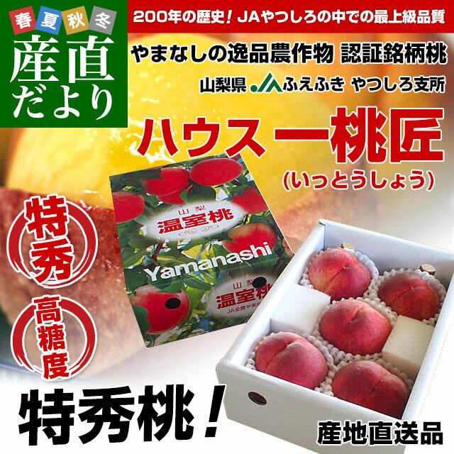 山梨県より産地直送 JAふえふき八代支所 八代の特秀桃 ハウス一桃匠 (いっとうしょう) 約1キロ (5玉から6玉) 送料無料 もも 桃 2