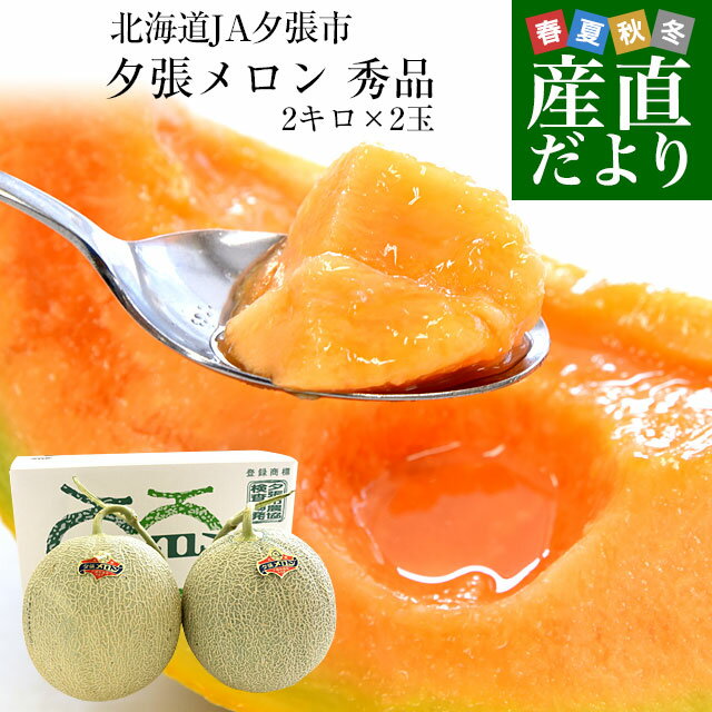 メロン 北海道より産地直送 JA夕張市 夕張メロン 秀品 2玉(2キロ×2玉) 送料無料ゆうばり 夕張キング めろん