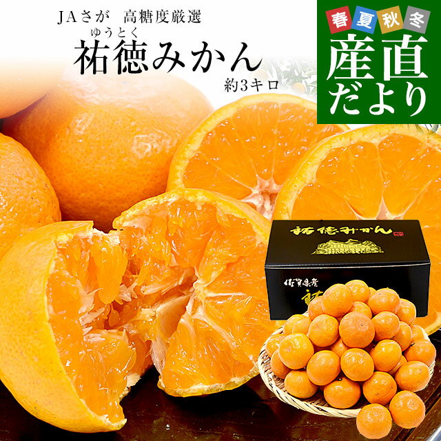 【お歳暮 ギフト】佐賀県より産地直送 JAさが 祐徳(ゆうとく)みかん LからSSサイズ 約3キロ化粧箱(24玉から48玉前後) 送料無料 早生みかん ギフト 黒箱