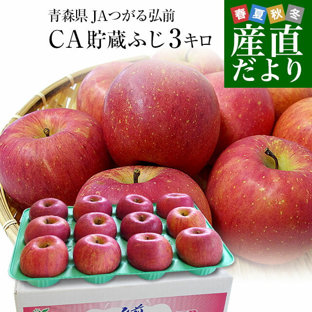 りんご 青森県より産地直送 JAつがる弘前 ふじ (有袋栽培) CA貯蔵品 約3キロ (9から13玉) 送料無料 りんご リンゴ 林檎