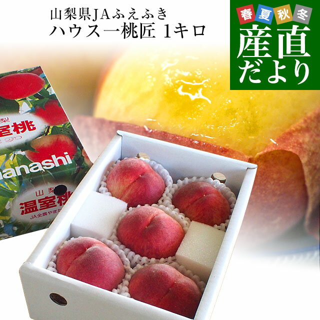 山梨県より産地直送 JAふえふき八代支所 八代の特秀桃 ハウス一桃匠 (いっとうしょう) 約1キロ (5玉から6玉) 送料無料 もも 桃 1