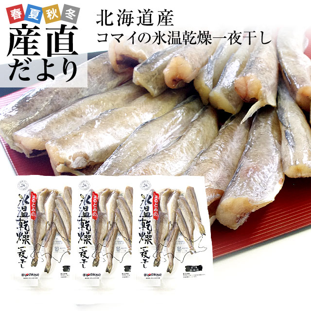 北海道産 コマイ 氷下魚 の氷温乾燥一夜干し 約600g 200g 3袋 送料無料