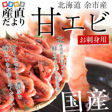 送料無料 北海道より直送 北海道余市産 天然甘エビ お刺身用Sサイズ たっぷり2パックセット (20から25尾前後×2p )