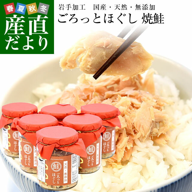 岩手県から直送 天然・無添加 ごろっとほぐし 焼鮭（国産）100g×6本セット 送料無料 秋鮭 国産鮭 鮭ほぐし 鮭フレーク ご飯のお供 ごはんのお供のサムネイル
