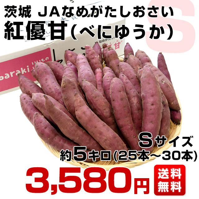 茨城県より産地直送 JAなめがたしおさい さつまいも「紅優甘 (べにゆうか)」 Sサイズ 5キロ(25本から30本) 送料無料 さつま芋 サツマイモ 薩摩芋