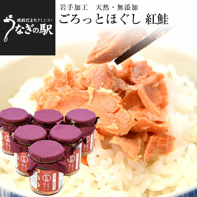 岩手県から直送 天然・無添加 ごろっとほぐし 紅鮭 100g×6本セット 送料無料 紅サケ 鮭ほぐし 鮭フレーク ご飯のお供 ごはんのお供