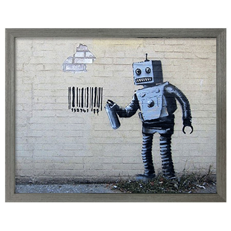 ★!PT10倍還元!★【bicosya/美工社】Banksy /バンクシー Robot ロボット 《/絵画/おしゃれ/御祝/絵/壁..