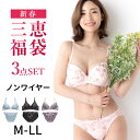 福袋 2024 レディース ノンワイヤーブラ＆ショーツ 3セット福袋【M L LL】 ノンワイヤーブラ ブラジャー ショーツ セ…