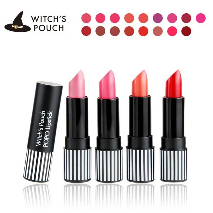 ウィッチズポーチ ポポリップスティック Witch’s Pouch POPO LIPSTICK 口紅 韓国コスメ ツヤ感 マット感 高発色 高密着 レッド 赤 ピンク 唇 つやつや 派手 ナチュラル オフィス デイリー プレゼント