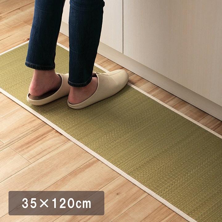 樂天商城 - キッチンマット 120 い草 マット 35×120cm 滑りにくい 日本製 国産 ひんやり 通気性 おしゃれ アジアン 軽量 安い 清潔 無染土 消臭 一人暮らし 新生活