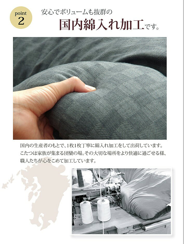 こたつ布団 長方形 おしゃれ 掛け 205×245cm 市松柄 国産 日本製 105 120cm こたつ対応 和モダン インド綿 ベージュ グレー ブラウン 新生活 [3]
