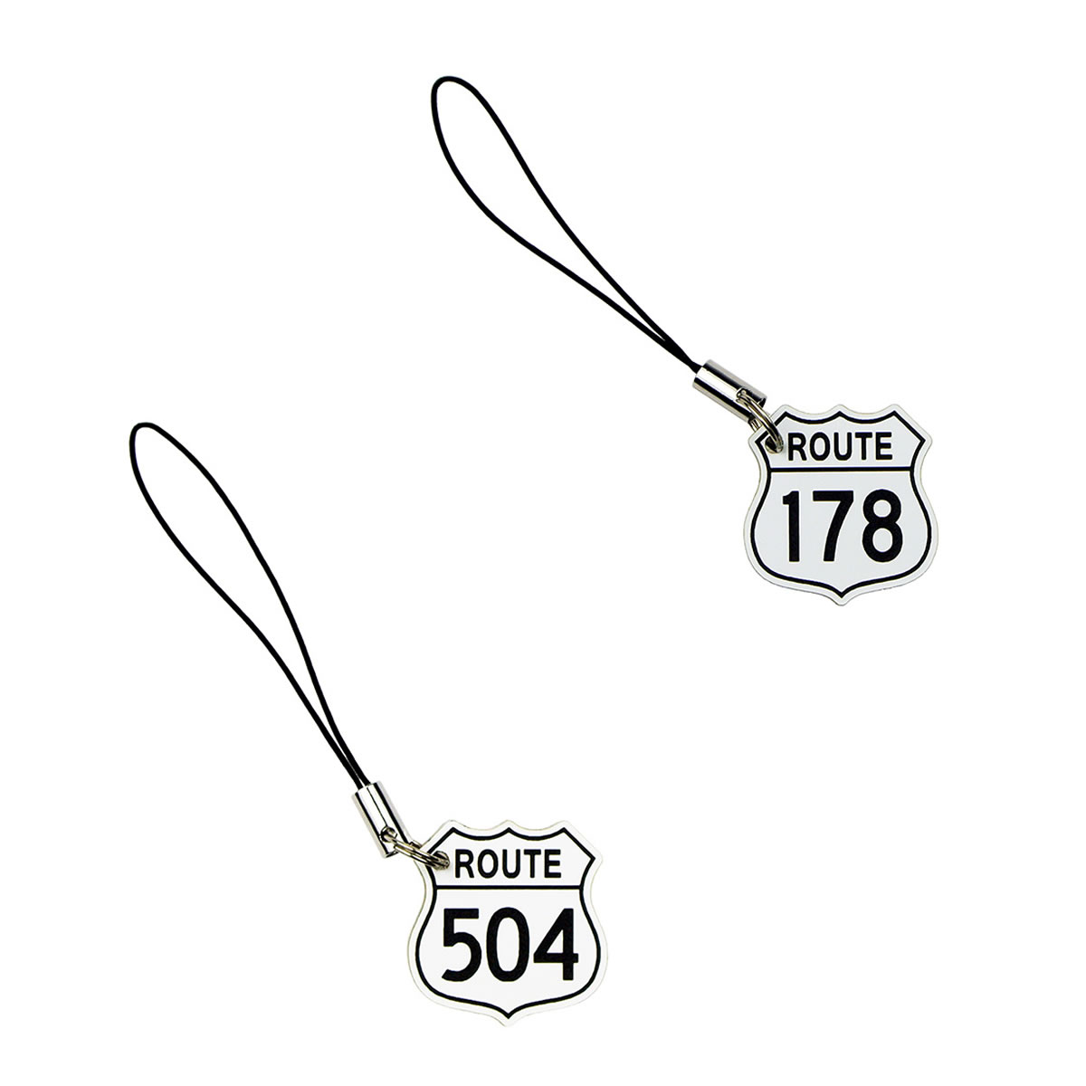 USA国道標識ストラップ ROUTE178号＆504号 2個セット/レーザー彫刻 車 鍵 ストラップ キーホルダー スマホ 携帯ストラップ キーケース キーリング プレゼント